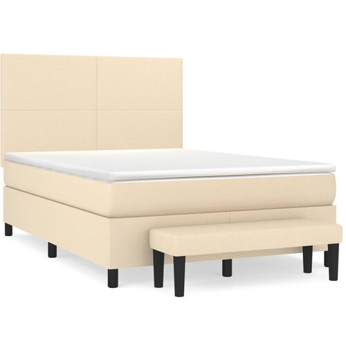  Krevet s oprugama i madracem krem 140 x 190 cm od tkanine Slike