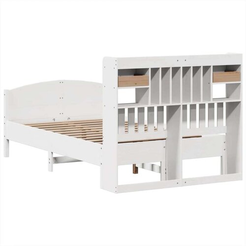 vidaXL Krevet s regalom z knjige bez madraca bijeli 135x190cm borovina Cijene