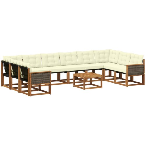 vidaXL Zunanja garnitura za sedenje 11 pcs Naravna in smetana, (5000281116) Cene