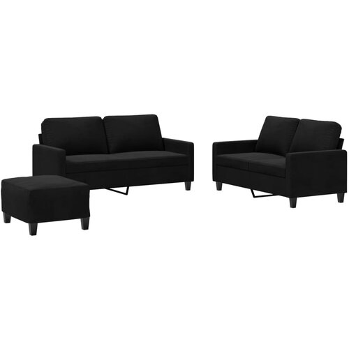 vidaXL 3-dijelni set sofa s jastucima crni baršunasti Cijene