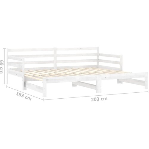  Dnevni ležaj na izvlačenje 2 x (90 x 200) cm bijeli od borovine Slike