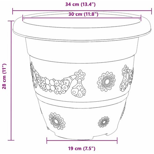  Okrugla saksija za cveće 24 pcs Crvena cigla &amp;Oslash; 34 x 28 cm Slike