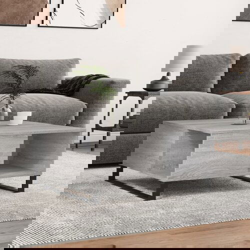 VidaXL Klubska mizica siva sonoma 80x80x36,5 cm inženirski les Slike