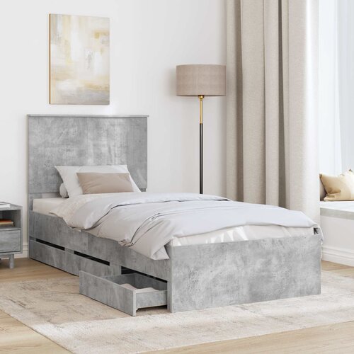  Krevetna konstrukcija s ladicama Betonski sivi 90 x 190 cm Siva 200 x 93 x 100 cm Slike