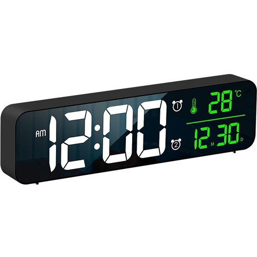 Venisymlis Črna Digitalna Budilka, Stenska Ura Jutranja Budilka Led Digitalno Ogledalo Velik Zaslon Z Datumom, (22060472) Slike