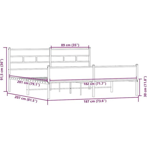 VidaXL metalni okvir kreveta bez madraca boja hrasta sonome 180x200 cm Slike