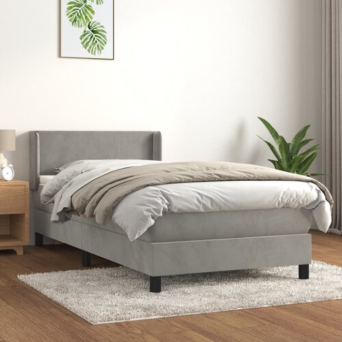 The Living Store Box spring postelja z vzmetnico svetlo siva 100x200 cm žamet - Box Spring Postelja, (21492385) Slike