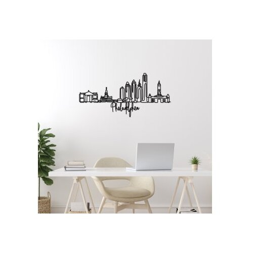 Wallxpert Zidna dekoracija Philadelphia, 120 x 57 x 1,5 cm, Crna Slike