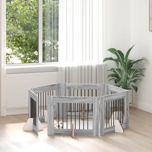  Vrata za pse s postoljem 6 pcs Siva sonoma 80 x 60 cm Cijene