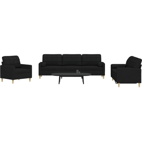 vidaXL 3-dijelni set sofa s ukrasnim jastucima crni od tkanine Cene