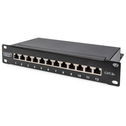 Digitus CAT 6A Patch Panel, shielded, 12-Port, 1HE, 10, black Slike