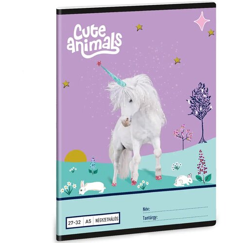 Ars Una Zvezek s karirastimi listi A/5 27-32 z motivom samoroga Cute Animals Cene