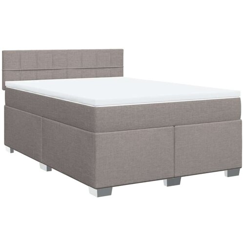 VidaXL Krevet s oprugama i madracem smeđesivi 140x200 cm tkanina Slike