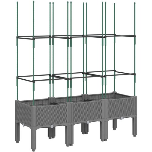  Vrtna sadilica s re&amp;scaron;etkom svjetlosiva 120 x 40 x 142,5 cm PP Slike