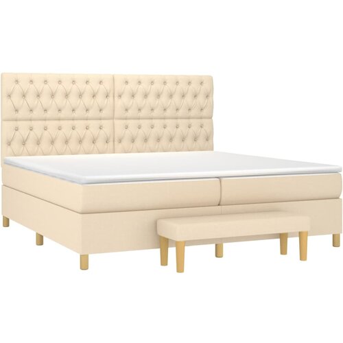  Krevet s oprugama i madracem krem 200 x 200 cm od tkanine Slike