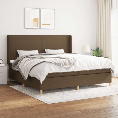  Box spring postelja z vzmetnico temno rjav 200x200 cm blago, (20901129) Slike