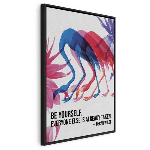  Slika - Colorful Flamingos - Inspirational Quote with Colorful Bird Silhouettes 60x90 U crnom drvenom okviru Cene