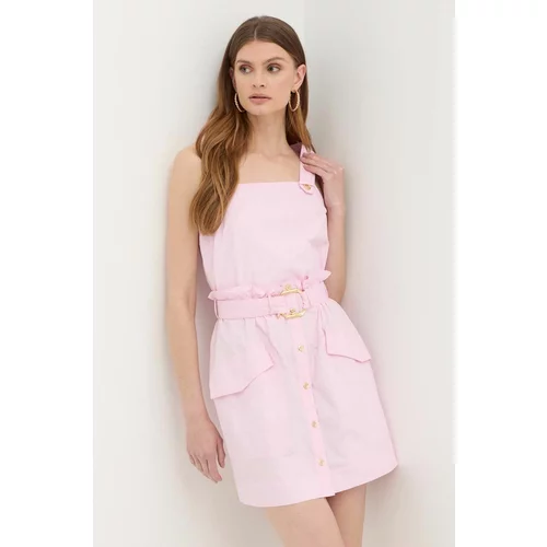 Pinko Pamučna haljina boja: ružičasta, mini, širi se prema dolje, 103212 A1N3