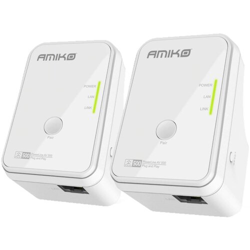 Amiko Mrežna strujna utičnica 500 Mbps, set - PLN-502, Bijela Slike