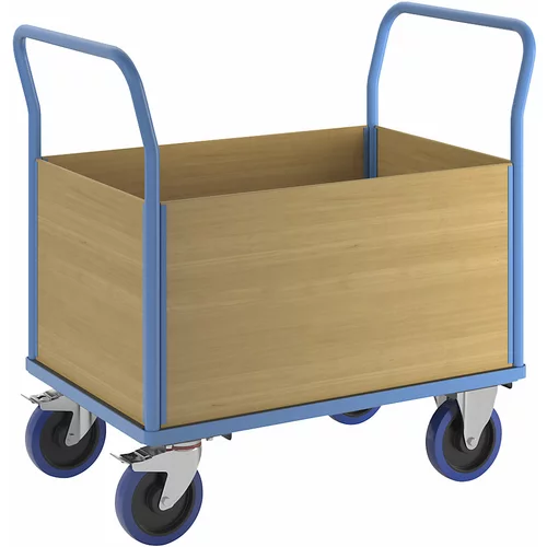 eurokraft pro Ploski voziček z lesenimi stenami, polno elastična, širina nakladalne površine 645 mm