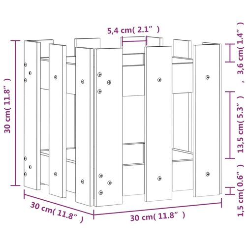  Vrtna sadilica s izgledom ograde bijela 30x30x30 cm od borovine Slike