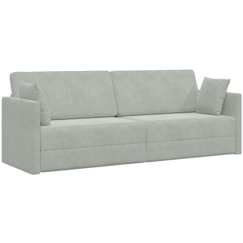  Kauč krevet na podu 2-u-1 Svijetlosivi 213x144x60 cm Slike