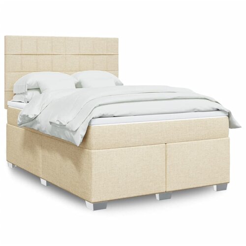  Krevet s oprugama i madracem krem 140x200 cm od tkanine Cijene
