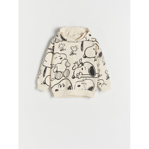 Reserved - Oversize pulover s kapuco Snoopy - Ebenovina Cene