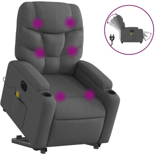 VidaXL Električni masažni naslonjač na podizanje od tkanine tamnosivi Slike