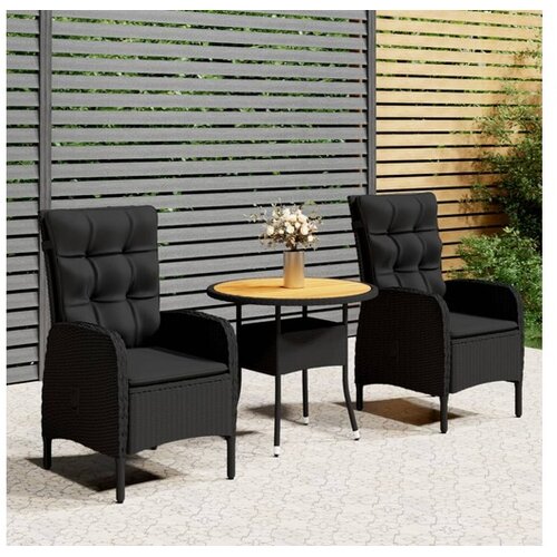  3-dijelni vrtni bistro set od poliratana crni Cijene
