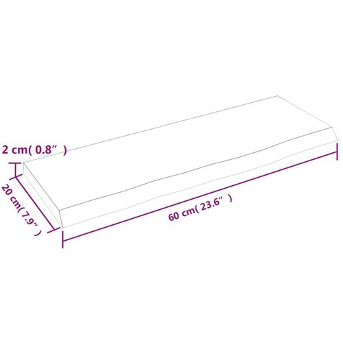 VidaXL Polica 60 x 20 x 2 cm od neobrađene masivne hrastovine Slike