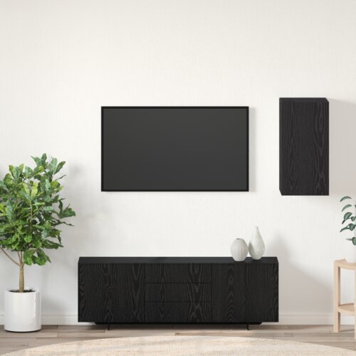vidaXL TV enota s polico Drugo s shranjevanjem z vrati Črni hrast Konstruiran les Cene