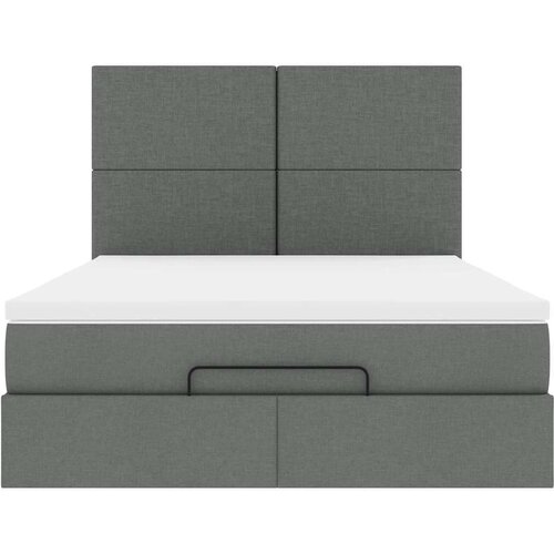 VidaXL otomanski krevet s madracem tamnosivi 140x190cm od tkanine Slike