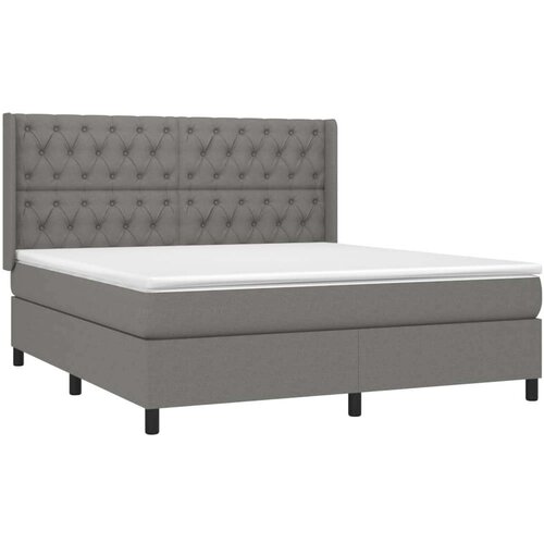  Box spring s madracem LED tamnosivi 160x200 cm tkanina Slike
