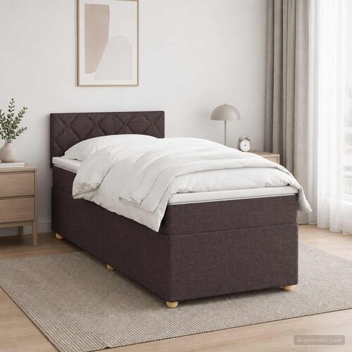 Boxspring krevet s madracem Tamno smeđa 80 x 200 cm Tkanina 80 x 200 x 100.5 cm Slike