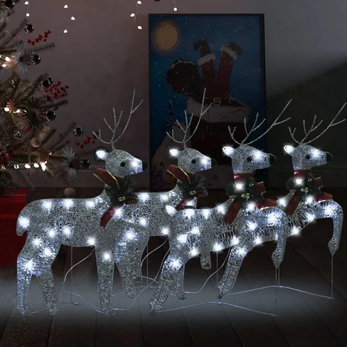 vidaXL Božićni sobovi 4 kom srebrni 80 LED žarulja