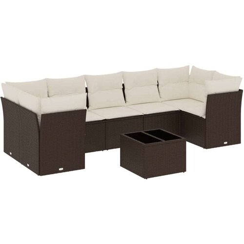 VidaXL 8-dijelni set vrtnih sofa s jastucima smeđi od poliratana Slike