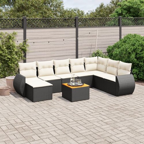 vidaXL 9-dijelni set vrtnih sofa s jastucima crni od poliratana Cijene