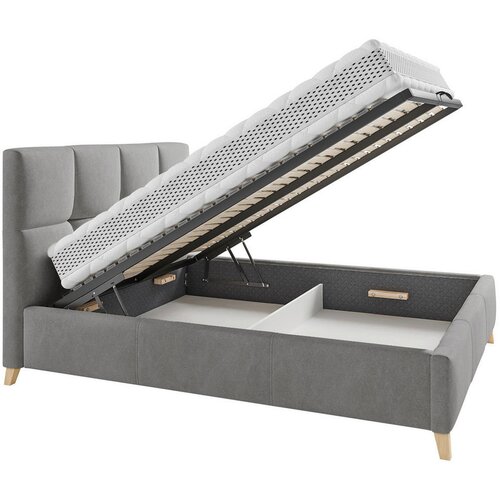 CARRYHOME OBLAZINJENA POSTELJA 140 cm x 200 cm , tekstil siva Slike