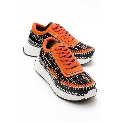 LuviShoes NANTE Orange-Tweed Women's Sneakers Cene