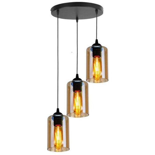 Candellux Lighting Črna viseča svetilka s steklenim senčnikom Bistro - Candellux Lighting Slike