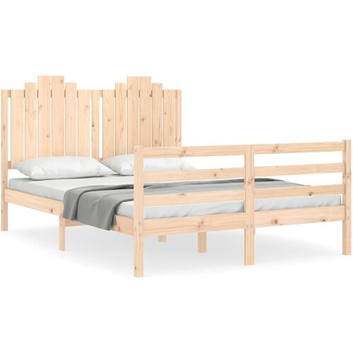 Maison Chic Posteljni Okvir - Dvoposteljna postelja z vzglavjem 140x200 cm trden les, (22080552) Cene