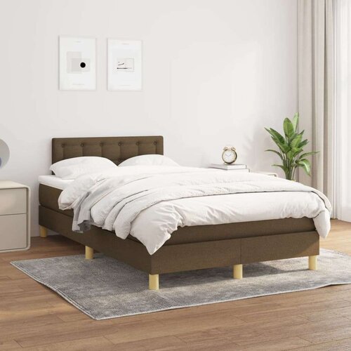  Box spring postelja z vzmetnico temno rjav 120x200 cm blago, (20724554) Slike