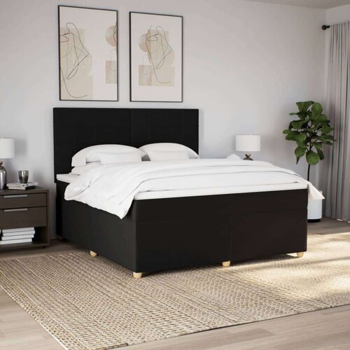VidaXL Krevet s oprugama i madracem crni 180x200 cm od tkanine Slike