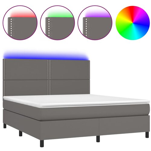 Maison Chic Box spring postelja - Vzmetna postelja z vzmetnico LED siva 180x200cm umetno usnje SL22083, (21892525) Cene