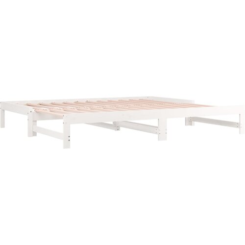  Dnevni ležaj na izvlačenje bijeli 2x(80x200)cm masivna borovina Slike