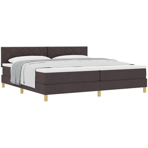 VidaXL krevet s kutijom s madracem tamnosmeđi 200x200 cm tkanina Slike