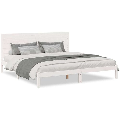 VidaXL Dugi okvir kreveta bez madraca bijeli 180 x 220 cm masivno drvo Slike