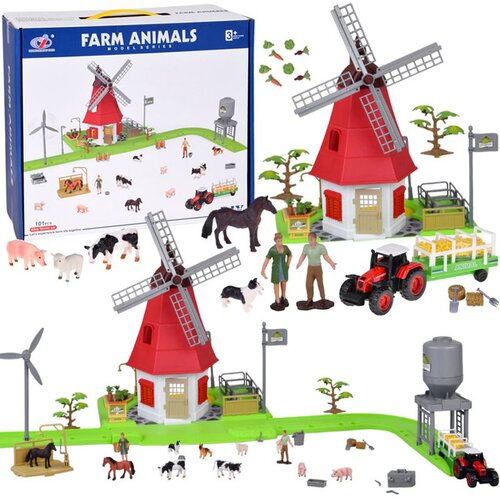  Set farma s vjetrenjačom, traktorom i figurama životinja, 101 dio Slike
