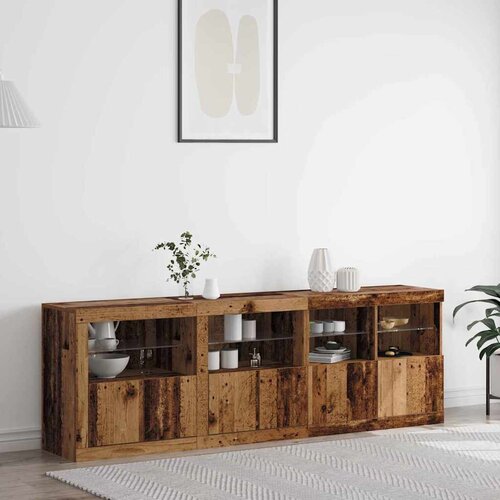  LED komoda Staro drvo 202 x 37 x 67 cm Konstruirano drvo Cene